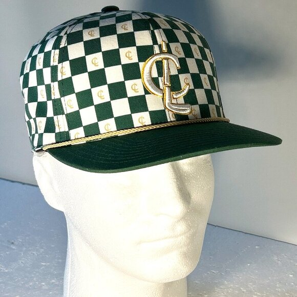 Liv Golf 110 OSFA NWOT Green check Embroidered Cap Sport Resort Streetwear - Picture 3 of 8